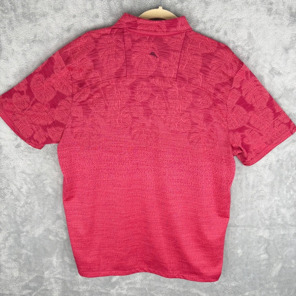 Tommy Bahama Golf Polo‎ IslandZone Large Red Floral Print Hawaiian Tropical UPF - Picture 7 of 12
